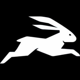 Puber logomark: white running hare on transparent background
