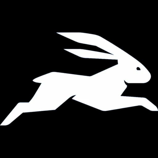 Puber logomark: white running-hare silhouette on transparent background